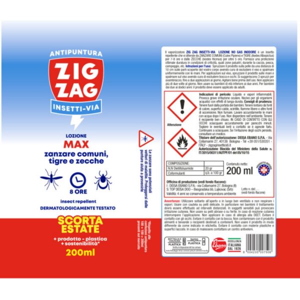 ZIG ZAG INSETTI ZANZARE ANTIPUNTURA LOZIONE MAX 200 ML